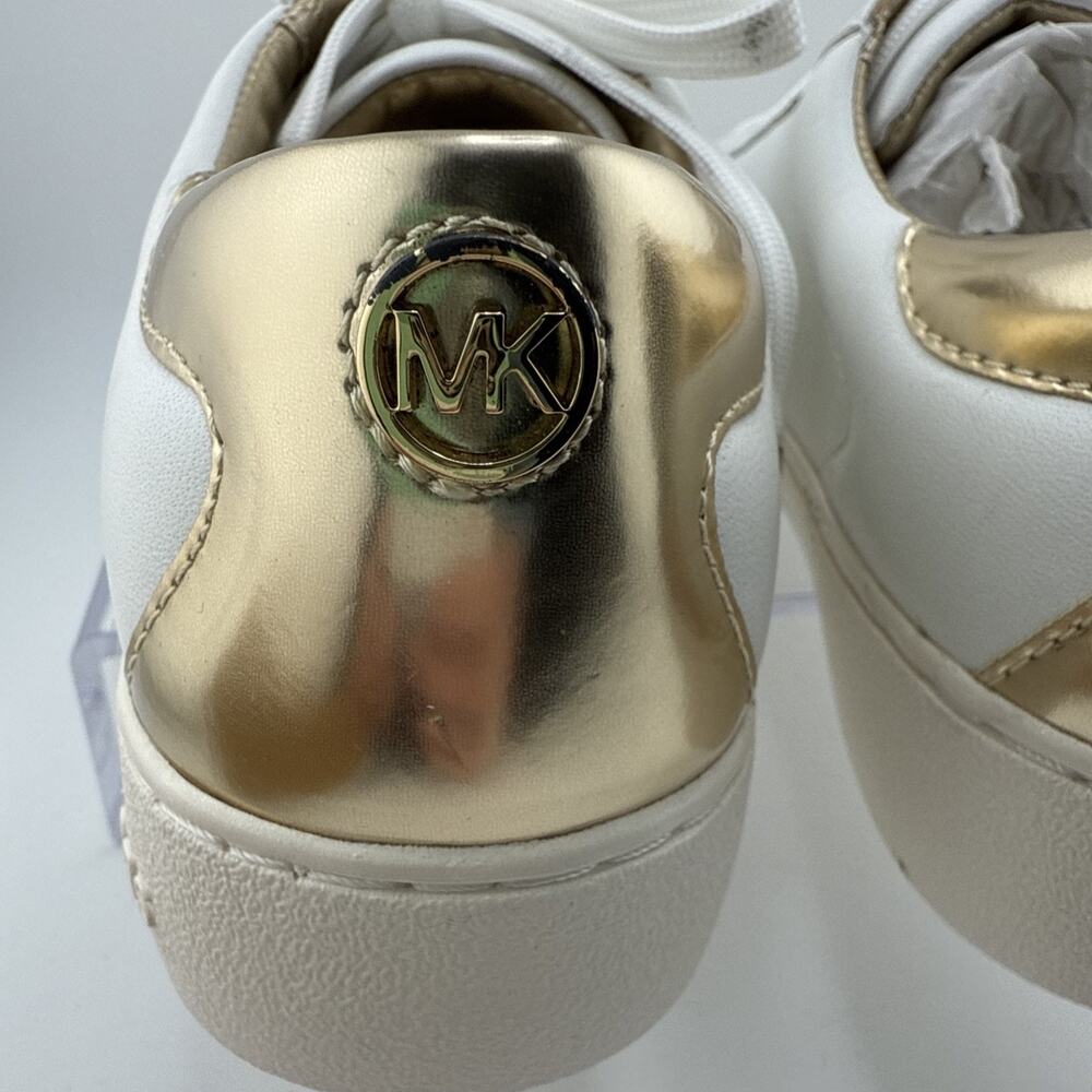 Michael Kors Frankie‎ Stripe White & Gold Leather Shoes Women Size 5 NWOB - Picture 5 of 11